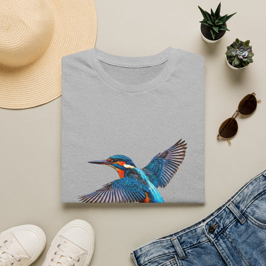 Kingfisher 'Born to Fly Free' T-Shirt — Nature Lover Graphic Tee