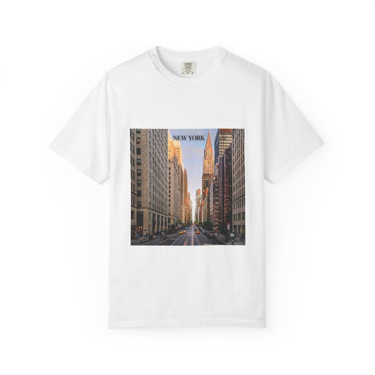 New York City Street Photo T-Shirt — Urban Sunset Skyline Tee