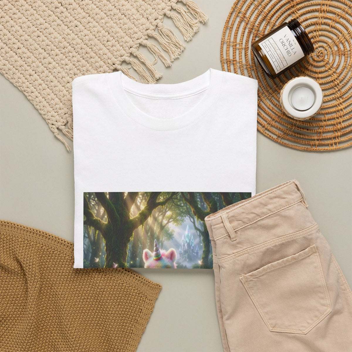 Cute Fantasy Cat T-Shirt — Whimsical Forest Kitten Tee