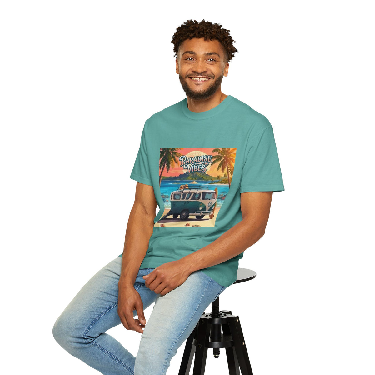 Unisex Beach Van T-Shirt — "Paradise Vibes" Surf Camper Graphic Tee