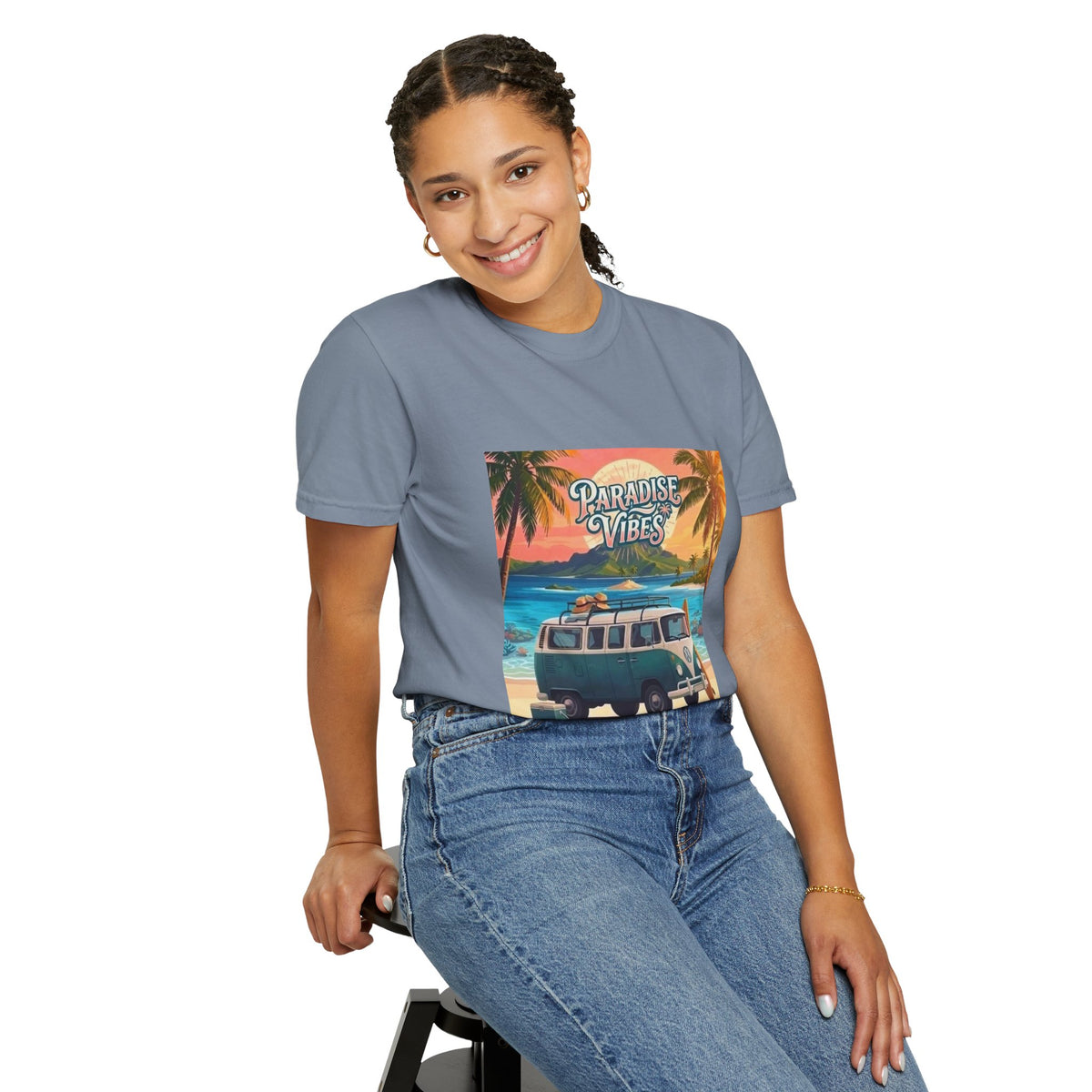 Unisex Beach Van T-Shirt — "Paradise Vibes" Surf Camper Graphic Tee