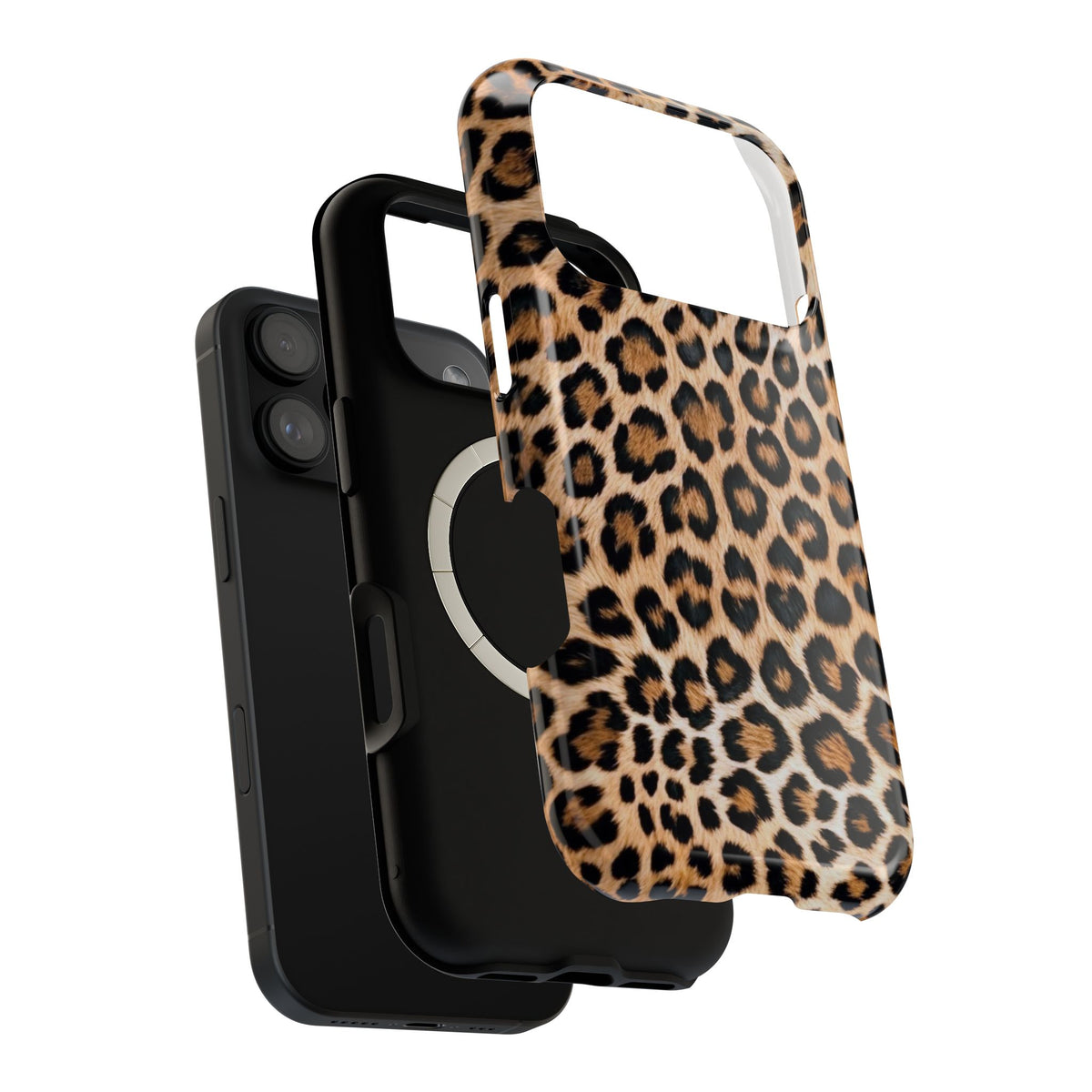 Classic Leopard Print Magnetic Phone Case — Impact-Resistant Protective Cover