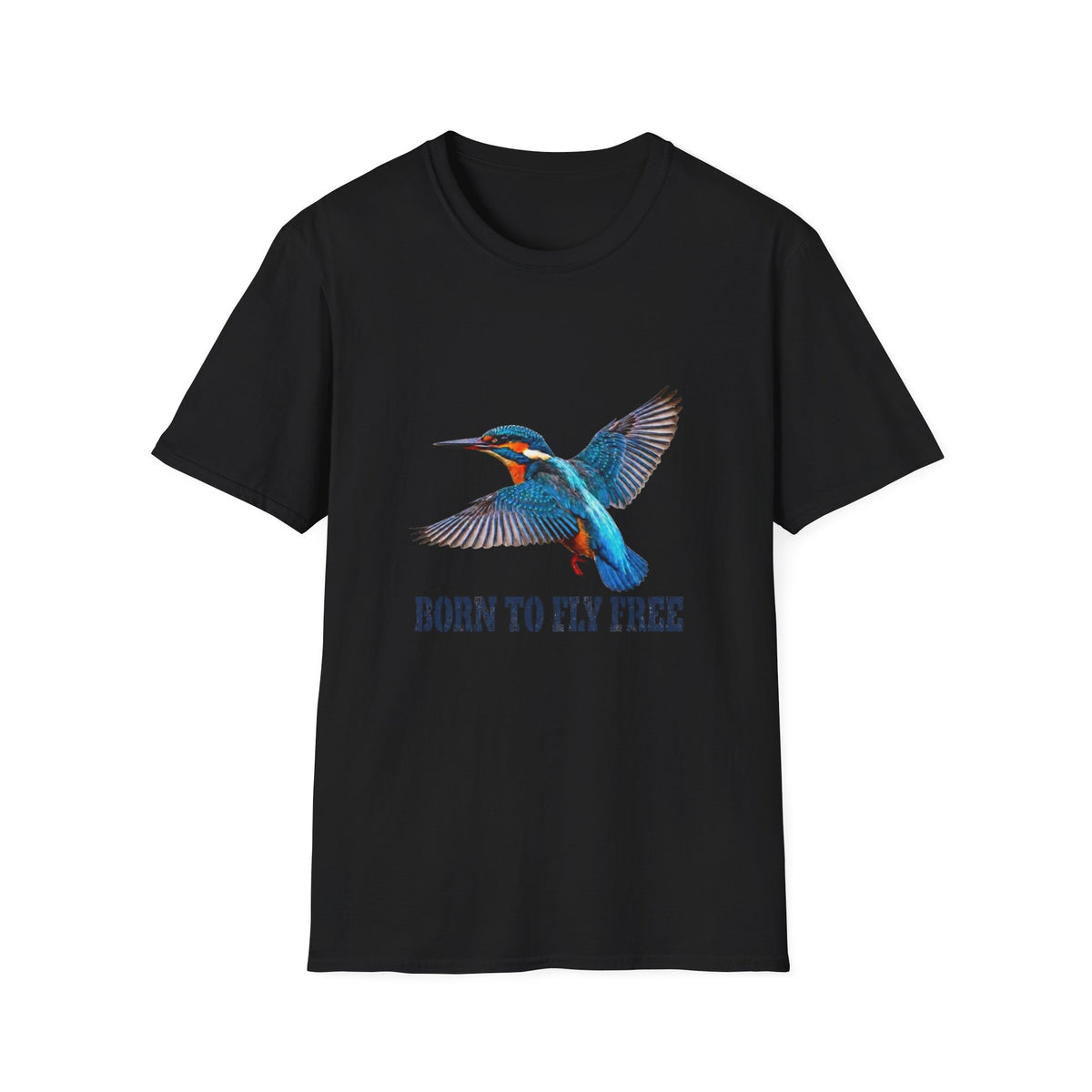 Kingfisher 'Born to Fly Free' T-Shirt — Nature Lover Graphic Tee