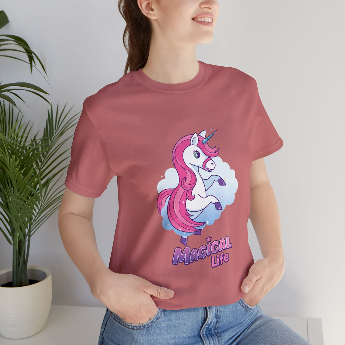 Magical Life Unicorn Tee - Cute Pink Unicorn Graphic T-Shirt for Kids & Teens