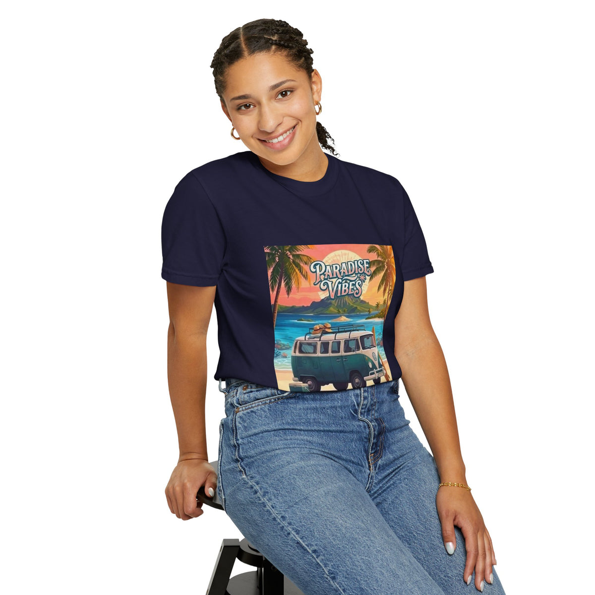 Unisex Beach Van T-Shirt — "Paradise Vibes" Surf Camper Graphic Tee