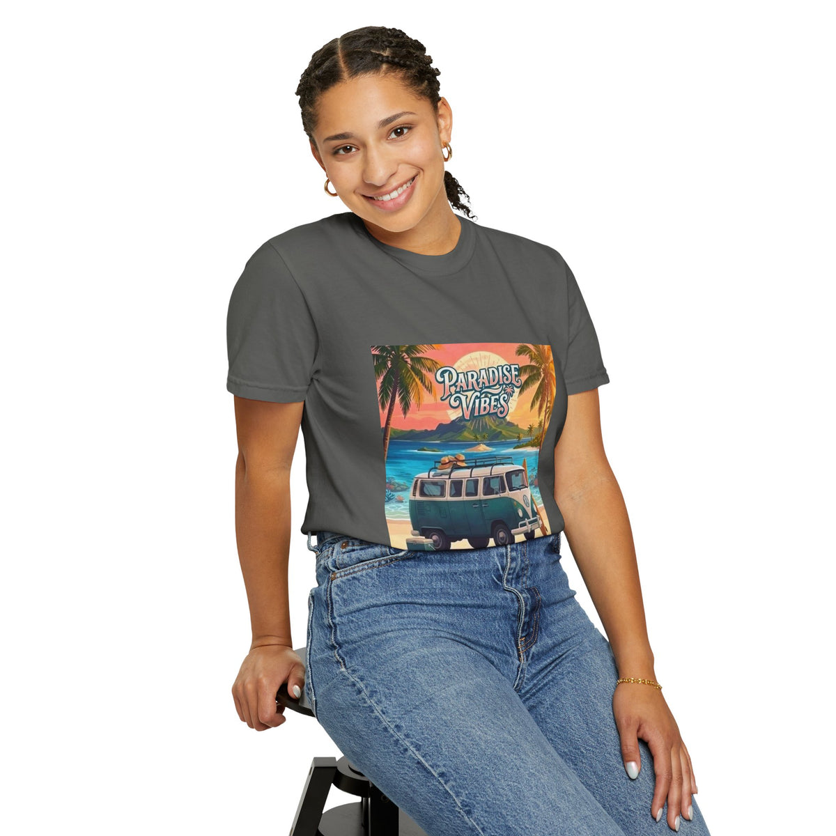 Unisex Beach Van T-Shirt — "Paradise Vibes" Surf Camper Graphic Tee