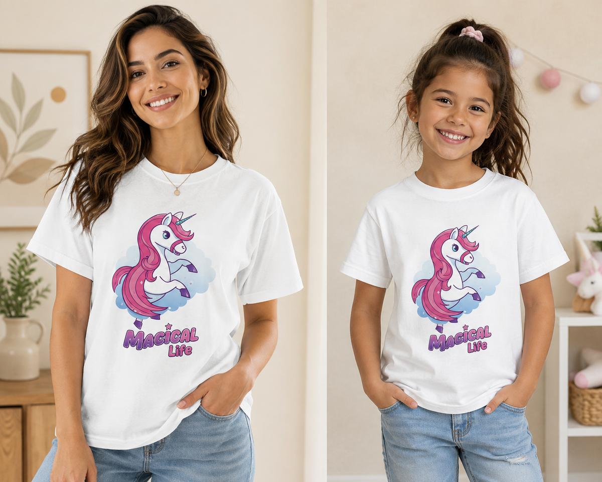 Magical Life Unicorn Tee - Cute Pink Unicorn Graphic T-Shirt for Kids & Teens