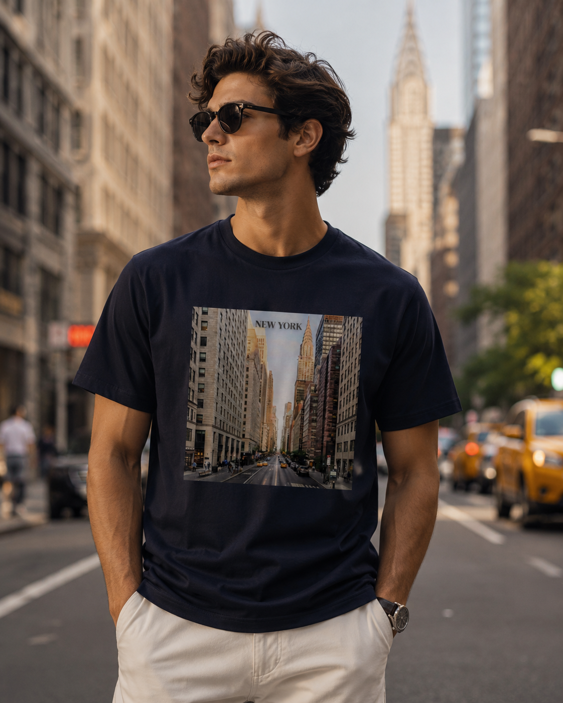 New York City Street Photo T-Shirt — Urban Sunset Skyline Tee