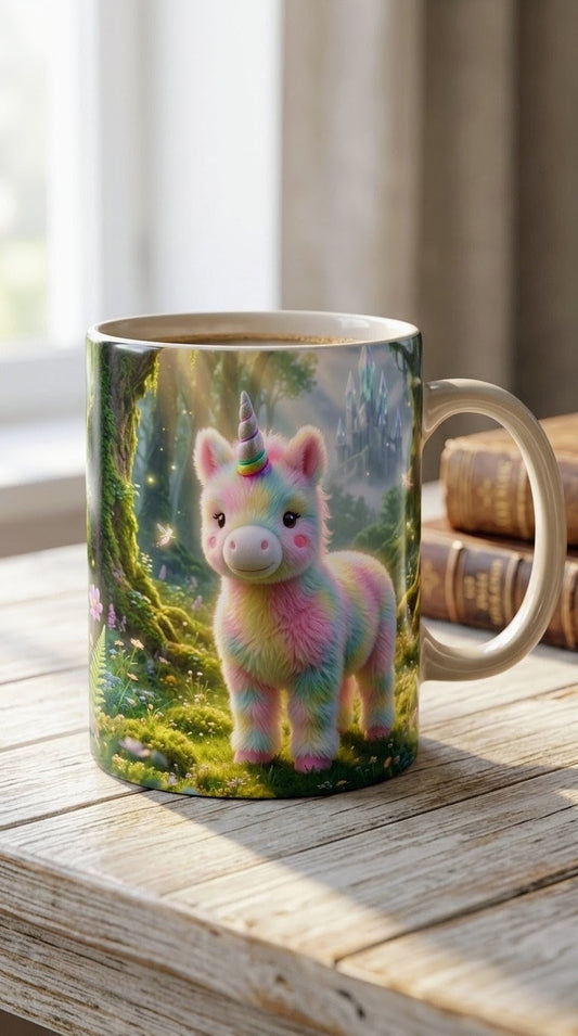 Magical Pastel Unicorn Forest Mug — Cute Rainbow Unicorn Coffee Cup (11oz, 15oz)