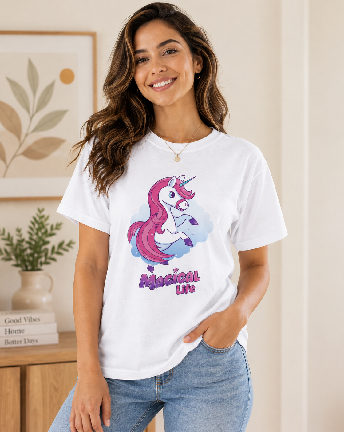 Magical Life Unicorn Tee - Cute Pink Unicorn Graphic T-Shirt for Kids & Teens