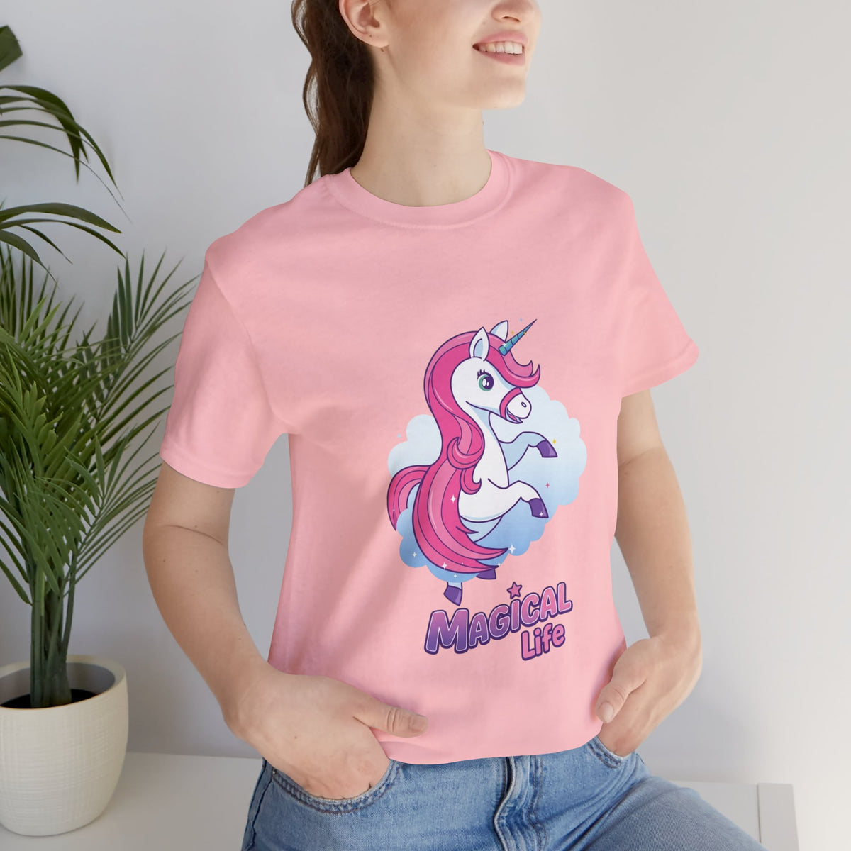 Magical Life Unicorn Tee - Cute Pink Unicorn Graphic T-Shirt for Kids & Teens