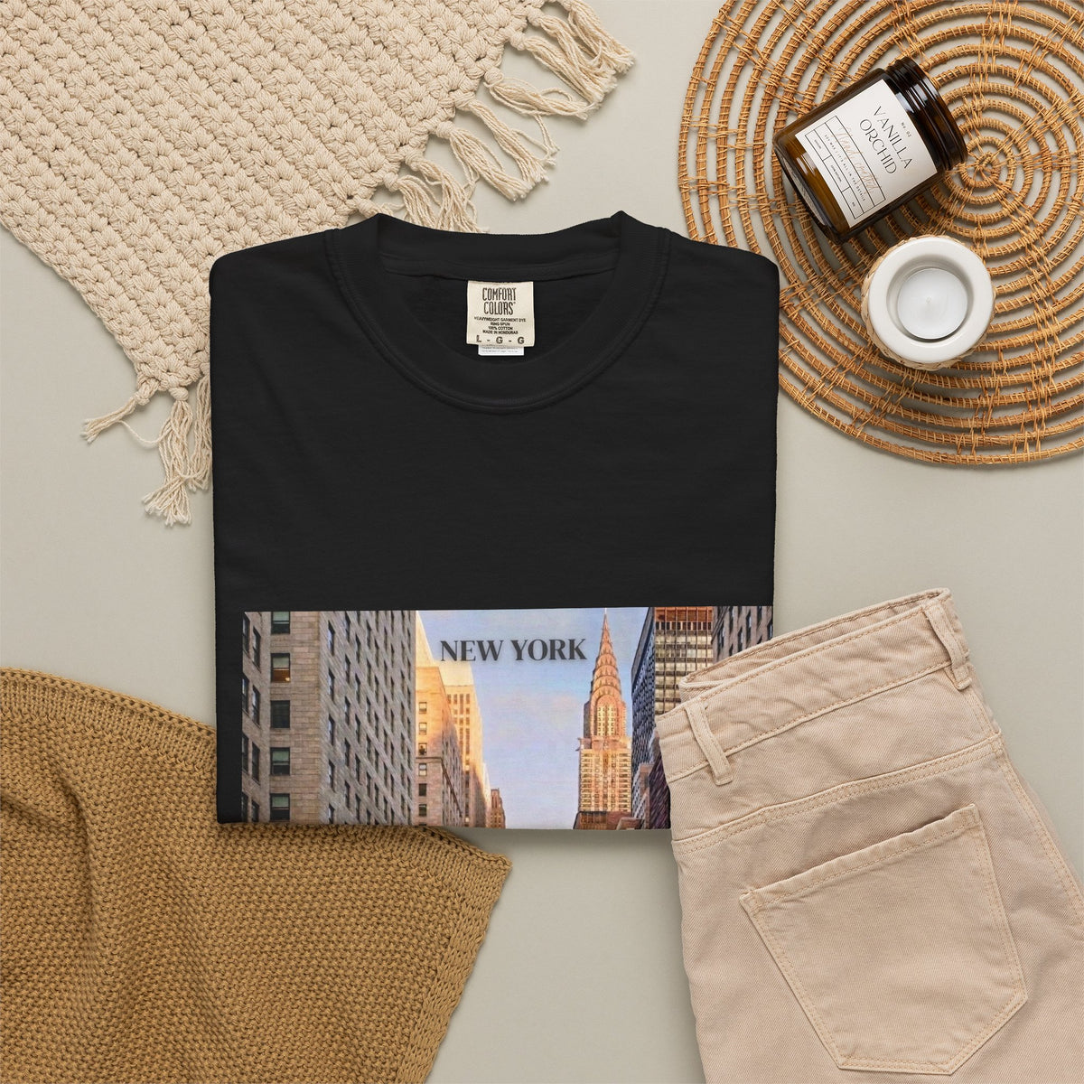 New York City Street Photo T-Shirt — Urban Sunset Skyline Tee