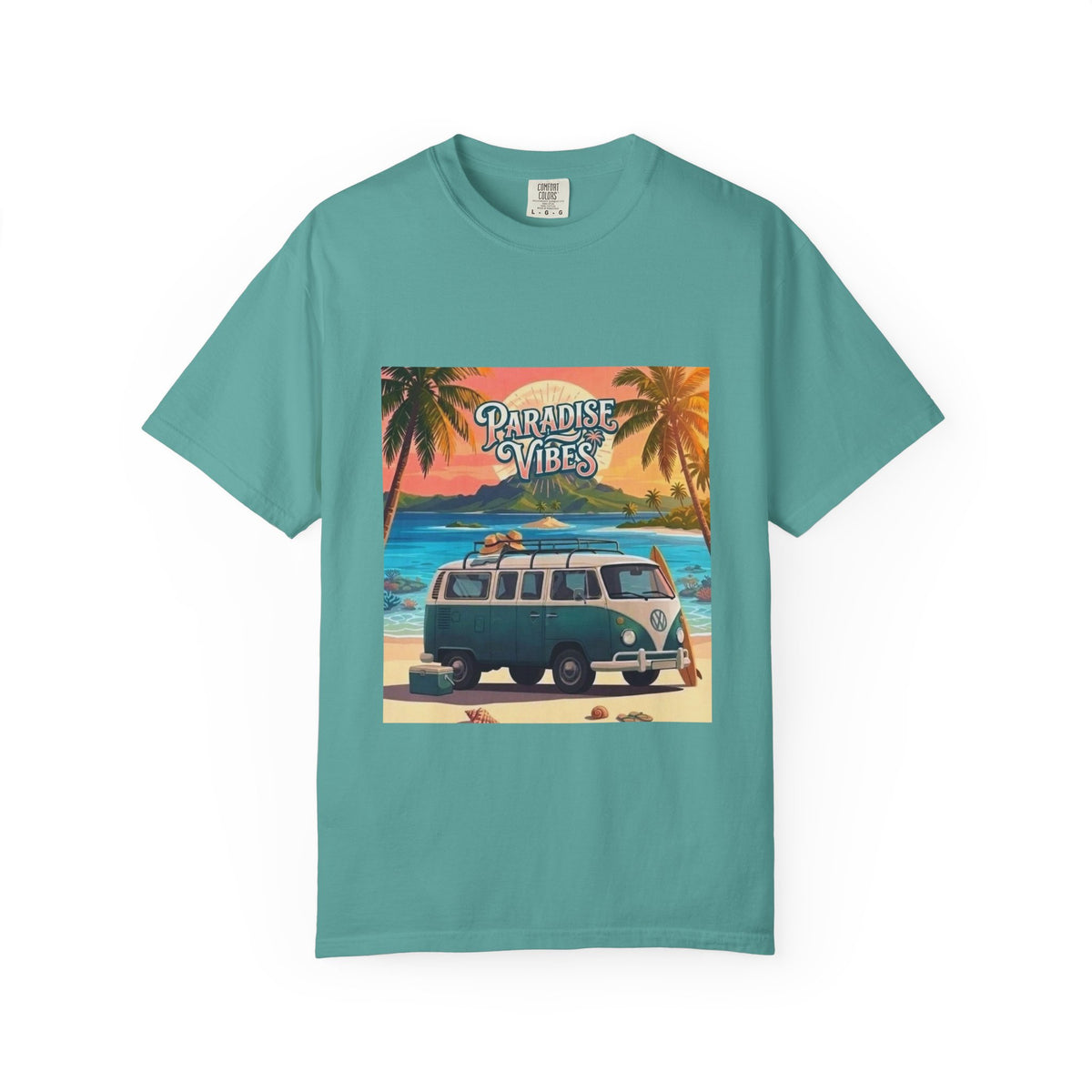 Unisex Beach Van T-Shirt — "Paradise Vibes" Surf Camper Graphic Tee