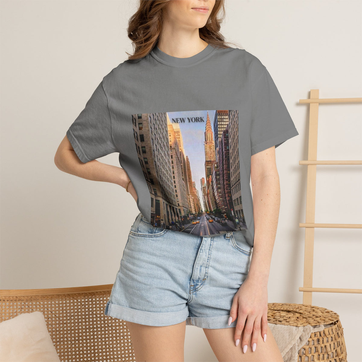 New York City Street Photo T-Shirt — Urban Sunset Skyline Tee
