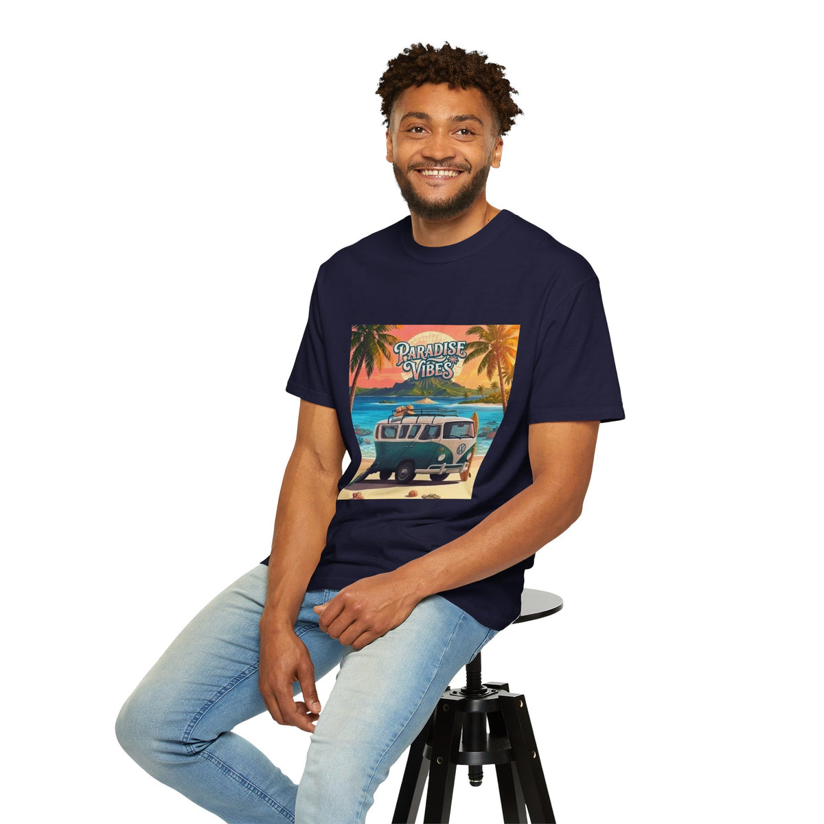 Unisex Beach Van T-Shirt — "Paradise Vibes" Surf Camper Graphic Tee