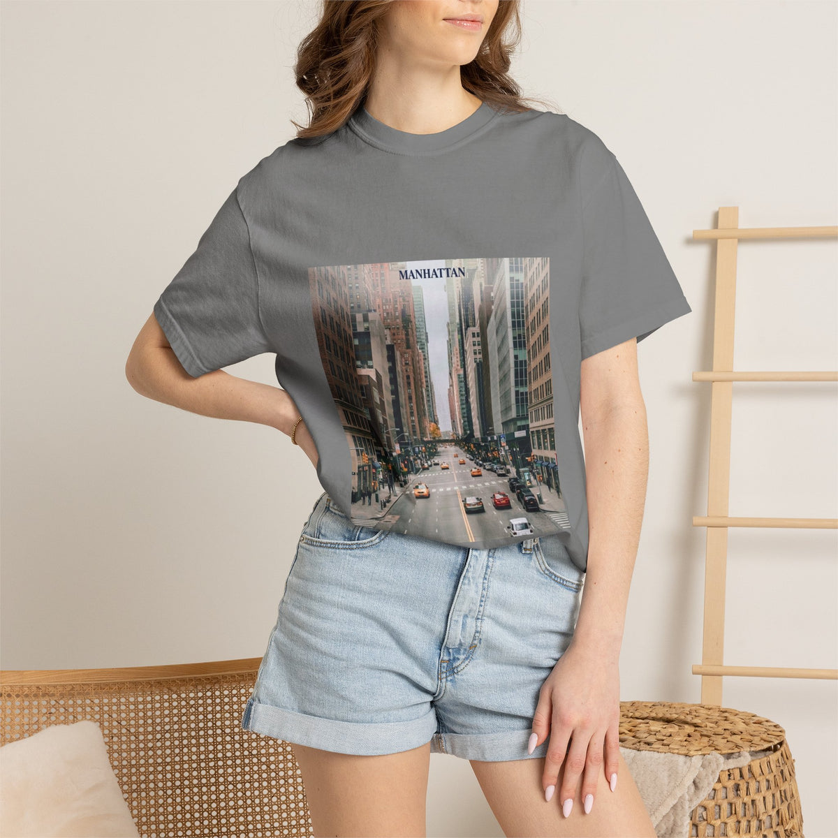 Manhattan Street Photo T-Shirt — Vintage NYC Cityscape Tee