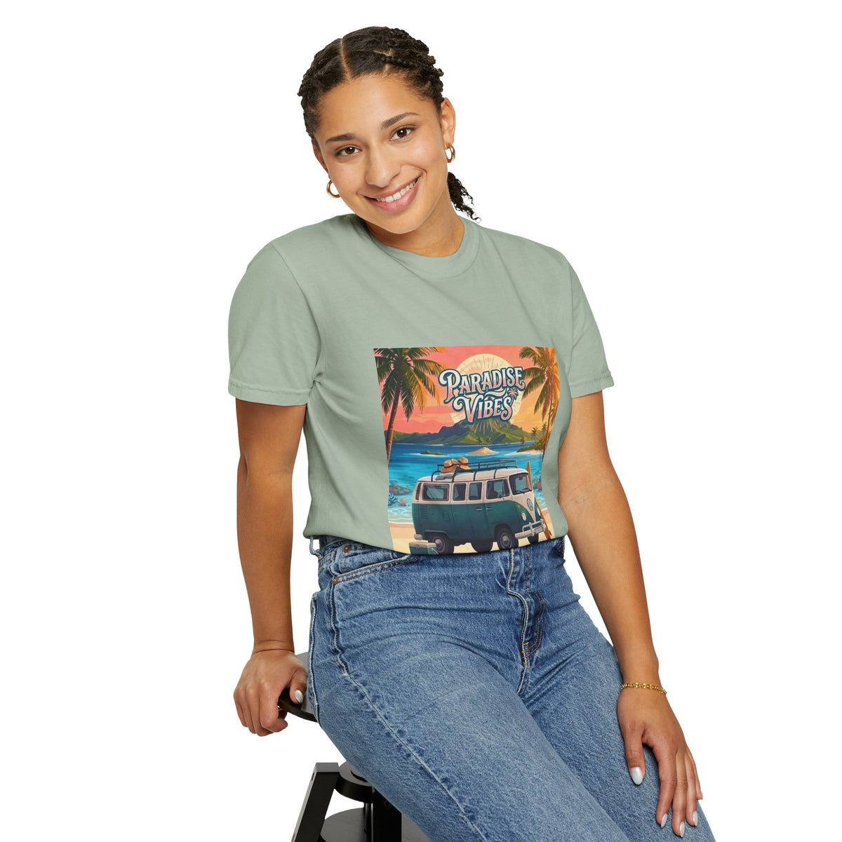 Unisex Beach Van T-Shirt — "Paradise Vibes" Surf Camper Graphic Tee