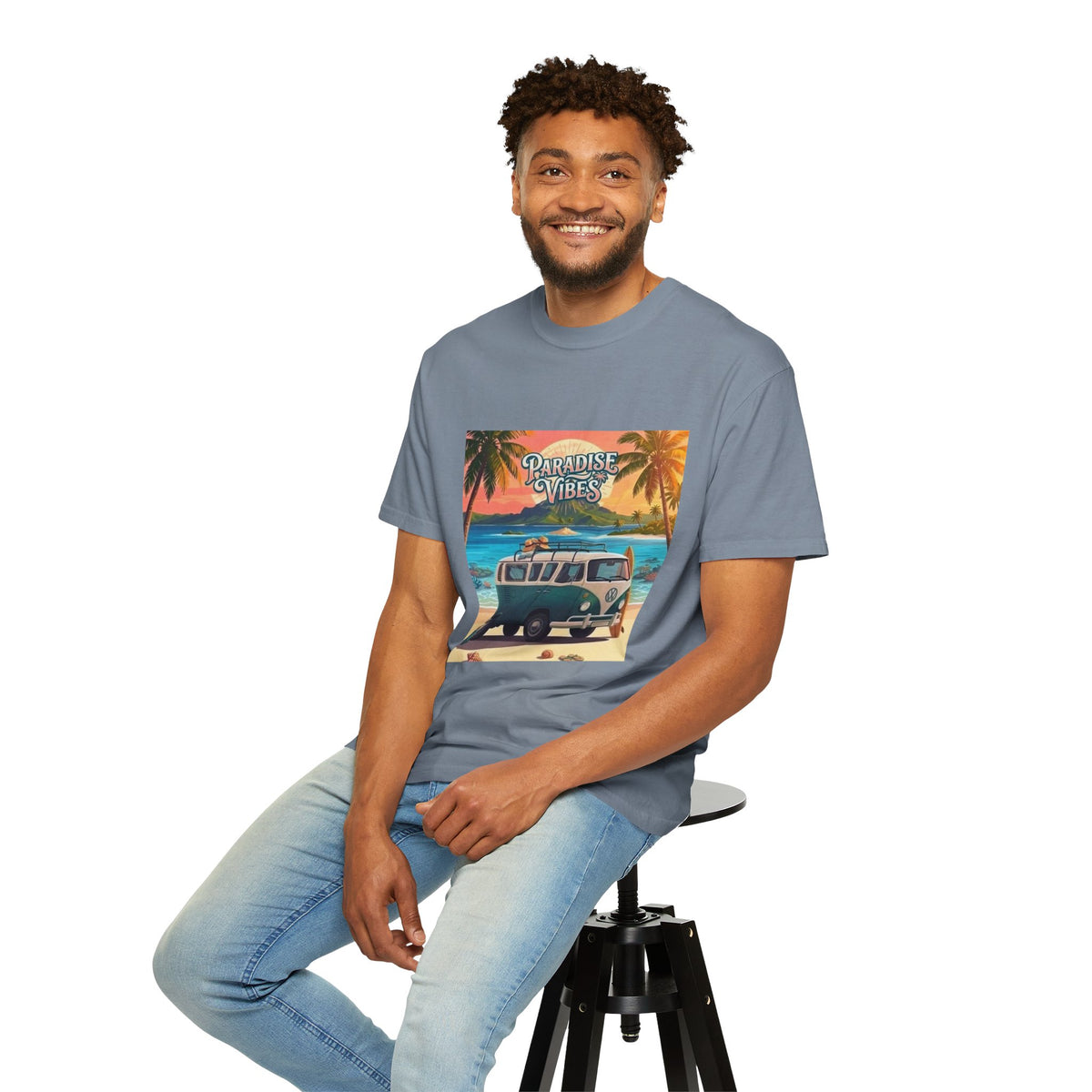 Unisex Beach Van T-Shirt — "Paradise Vibes" Surf Camper Graphic Tee