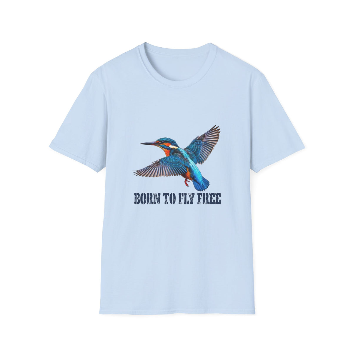 Kingfisher 'Born to Fly Free' T-Shirt — Nature Lover Graphic Tee