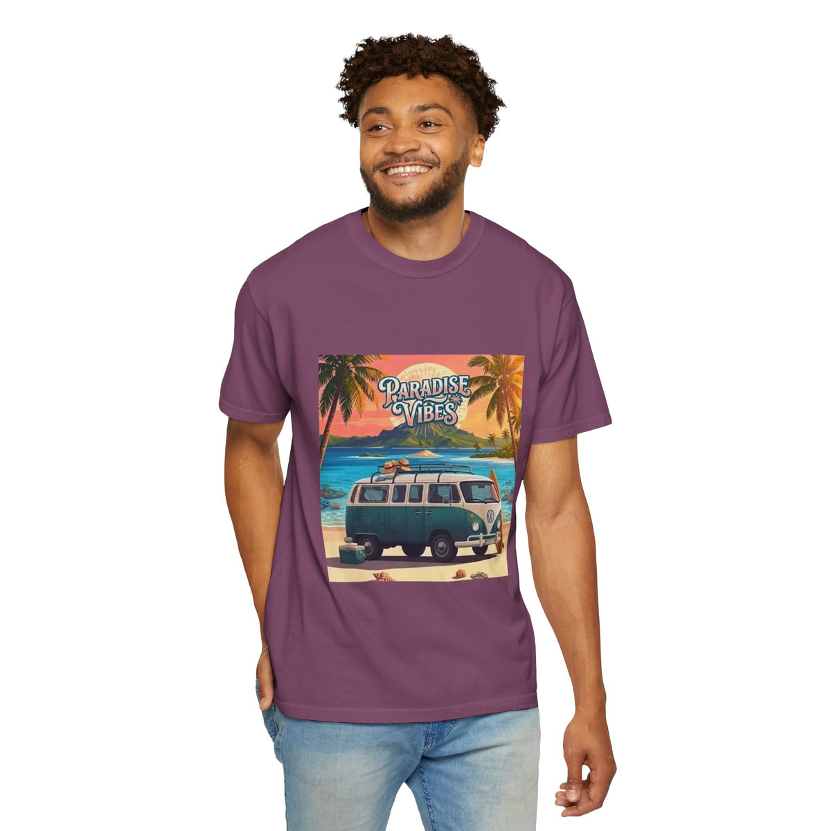 Unisex Beach Van T-Shirt — "Paradise Vibes" Surf Camper Graphic Tee