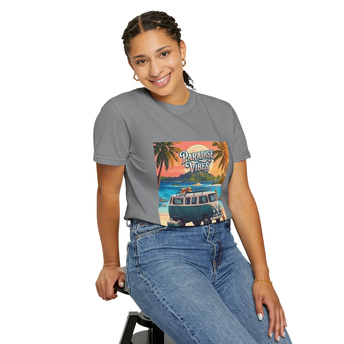 Unisex Beach Van T-Shirt — "Paradise Vibes" Surf Camper Graphic Tee