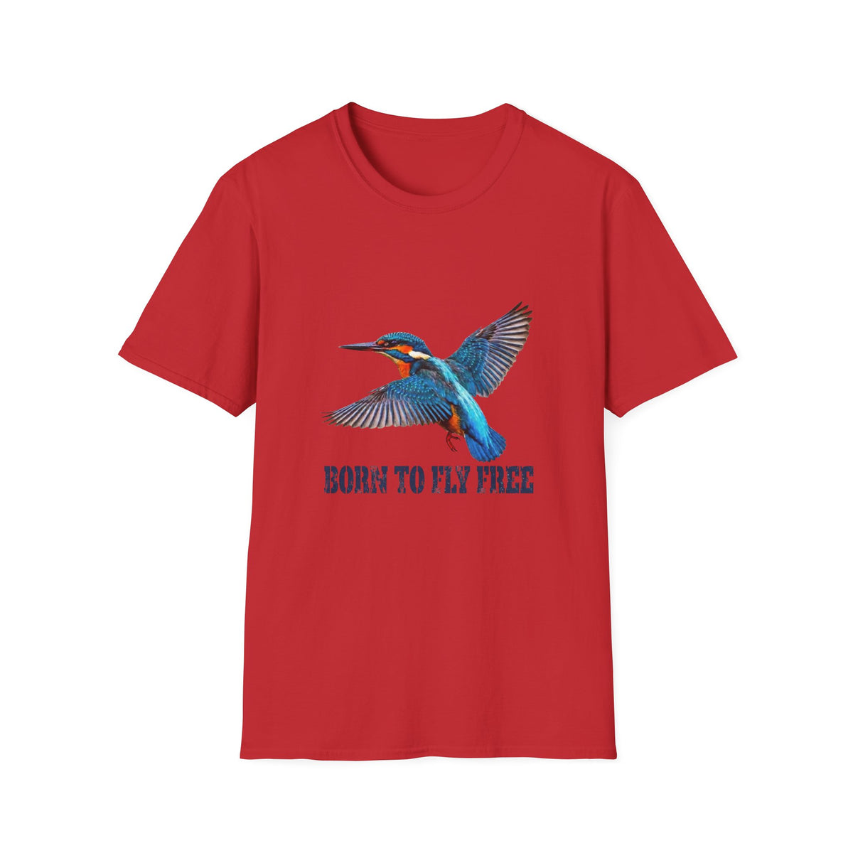 Kingfisher 'Born to Fly Free' T-Shirt — Nature Lover Graphic Tee