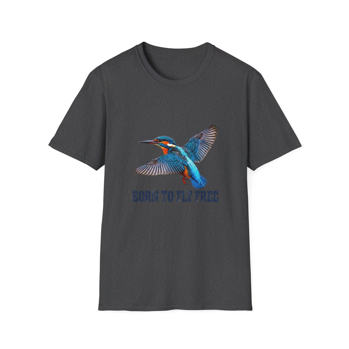 Kingfisher 'Born to Fly Free' T-Shirt — Nature Lover Graphic Tee