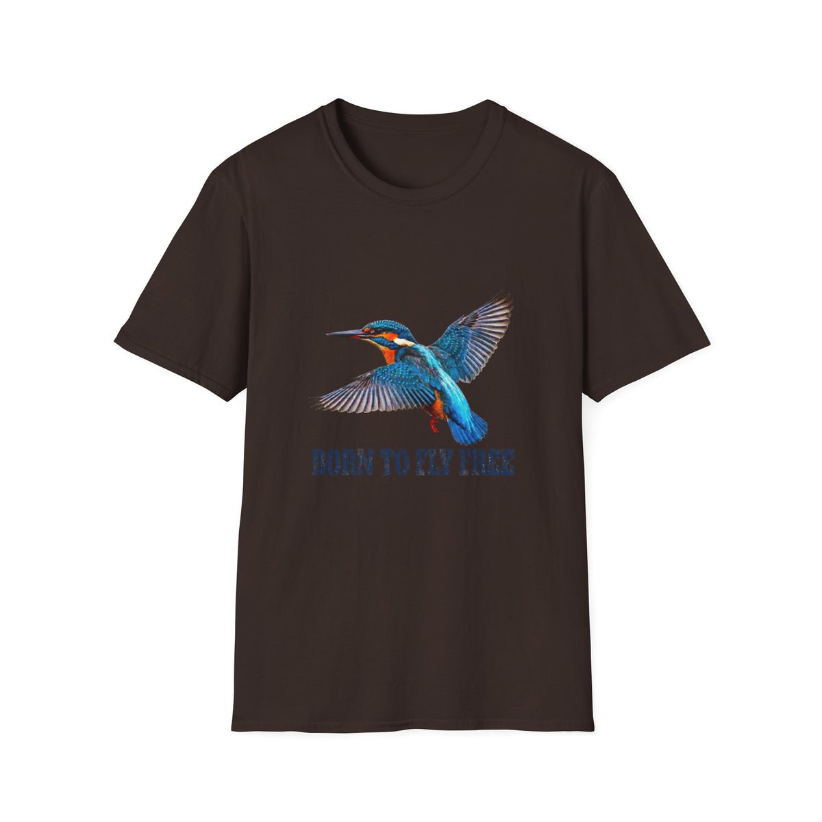 Kingfisher 'Born to Fly Free' T-Shirt — Nature Lover Graphic Tee