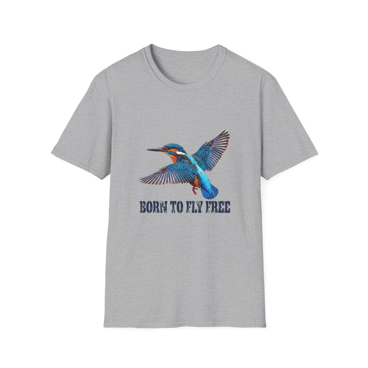 Kingfisher 'Born to Fly Free' T-Shirt — Nature Lover Graphic Tee