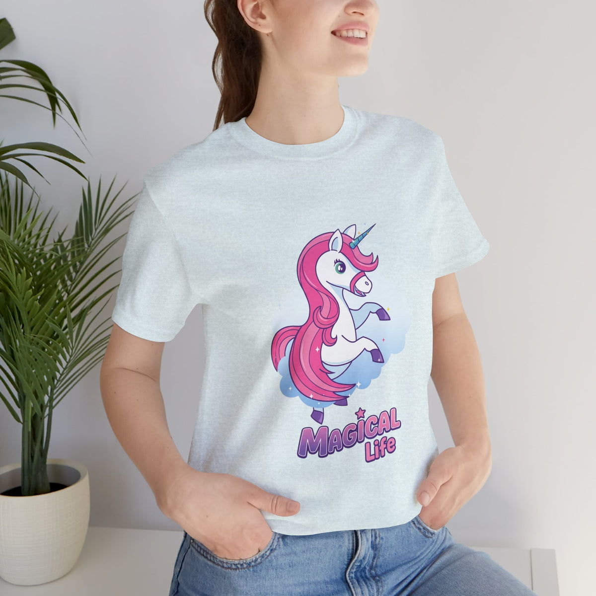 Magical Life Unicorn Tee - Cute Pink Unicorn Graphic T-Shirt for Kids & Teens