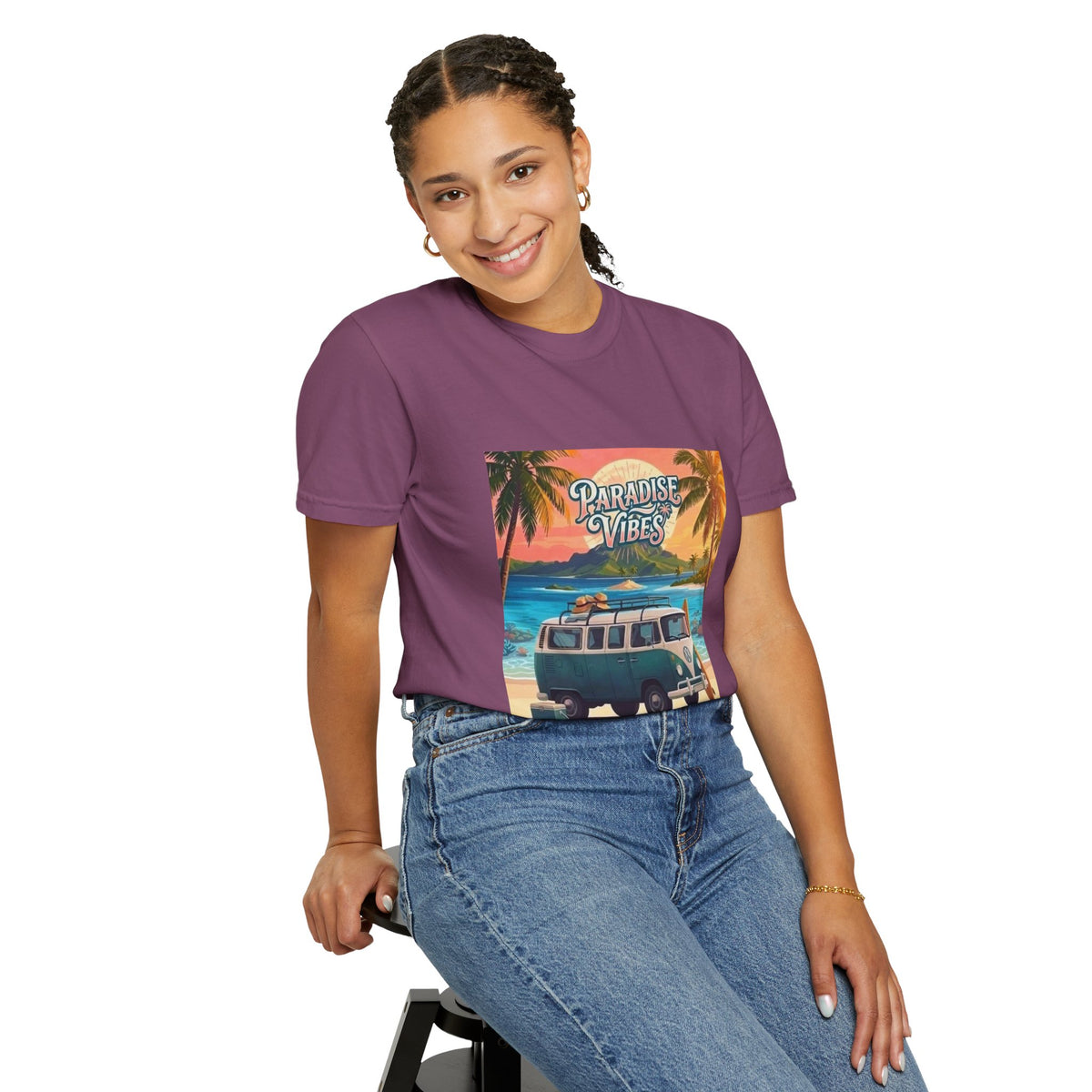 Unisex Beach Van T-Shirt — "Paradise Vibes" Surf Camper Graphic Tee