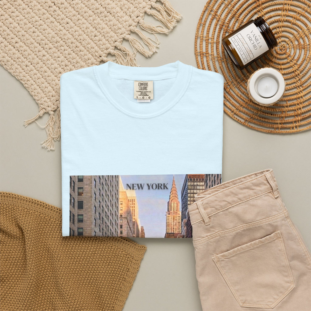 New York City Street Photo T-Shirt — Urban Sunset Skyline Tee